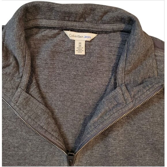 Calvin Klein Quarter Zip Sweater Mens Size Medium Gray Turtleneck Pullover - Picture 9 of 10